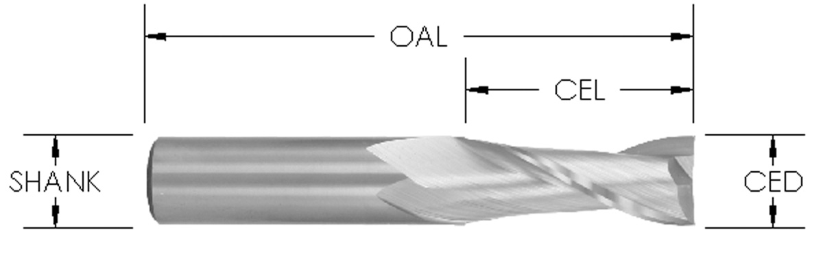 Southeast Tool SE1023 2 Flute Straight Bit Carbide-Tipped 3/8 Cutting Diameter x 1-1/4 Cutting Length x 2-3/4 Length 